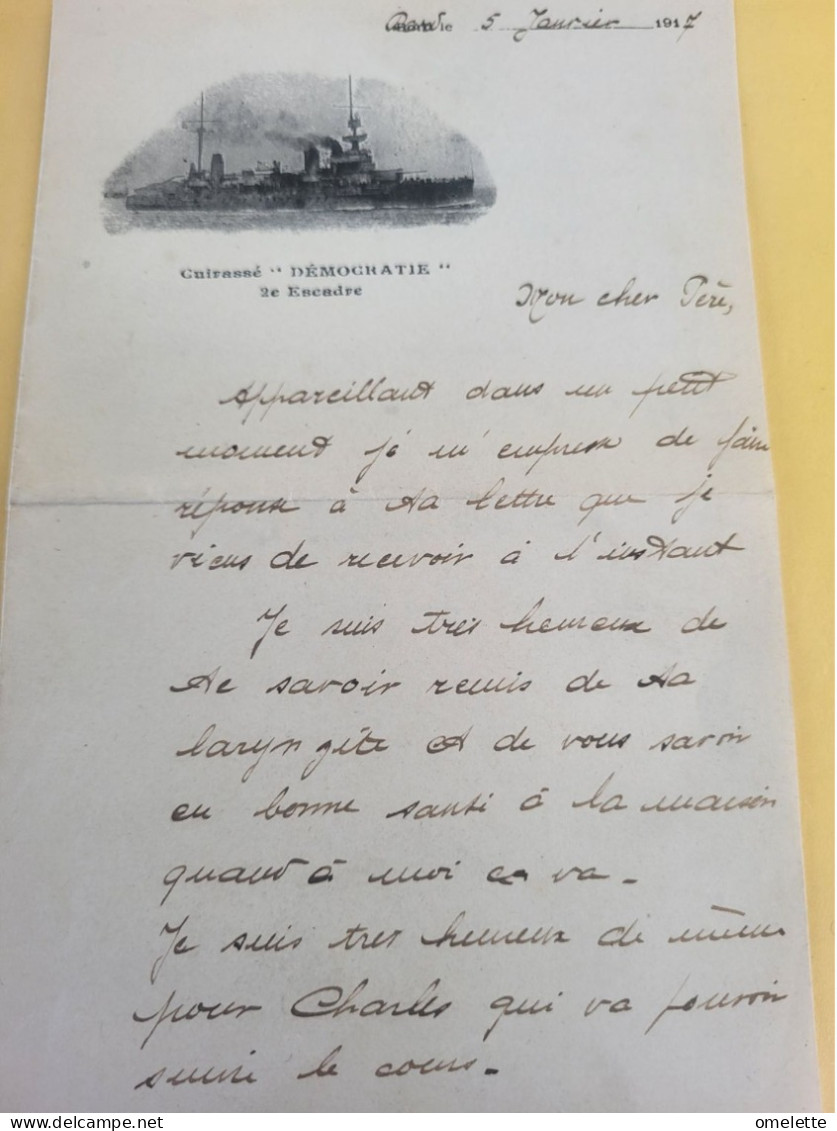 LE HAVRE /LETTRE A M GUERARD RUE NORMAND/CUIRASSE LA DEMOCRATIE 2 ème ESCADRE - Ohne Zuordnung