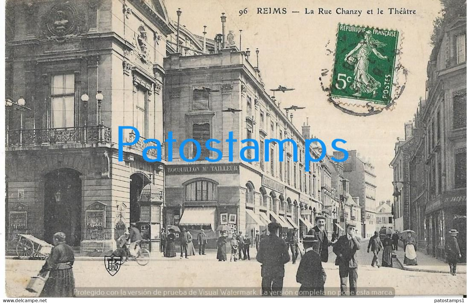 228637 FRANCE REIMS THE STREET CHANZY & THEATER POSTAL POSTCARD - Autres & Non Classés