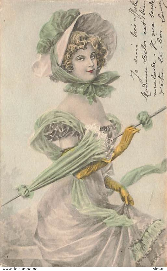 N°25017 - Carte Illustrateur - Style Bottaro - Femme Avec Ombrelle Fermée - 1900-1949