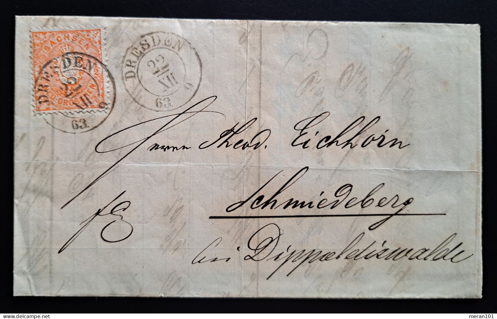 Sachsen 1863, Brief Mit Inhalt DRESDEN 22/XII/ 63 - Saxe