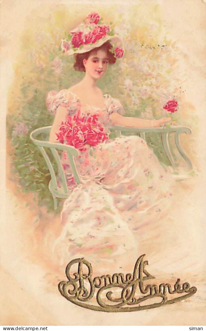 N°25018 - Carte Illustrateur - Style MSM - Femme Assise Avec Des Roses - 1900-1949