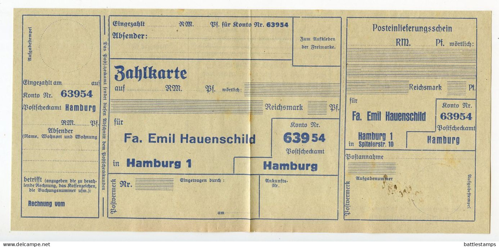 Germany 1928 Cover w/ Letter, Invoice, Advert, Zahlkarte; Hamburg - Emil Hauenschild to Ostenfelde; 15pf. Immanuel Kant