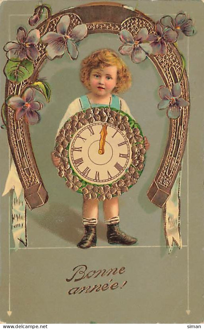 N°25019 - Carte Fantaisie - Bonne Année - Enfant Avec Une Pendule - Nouvel An