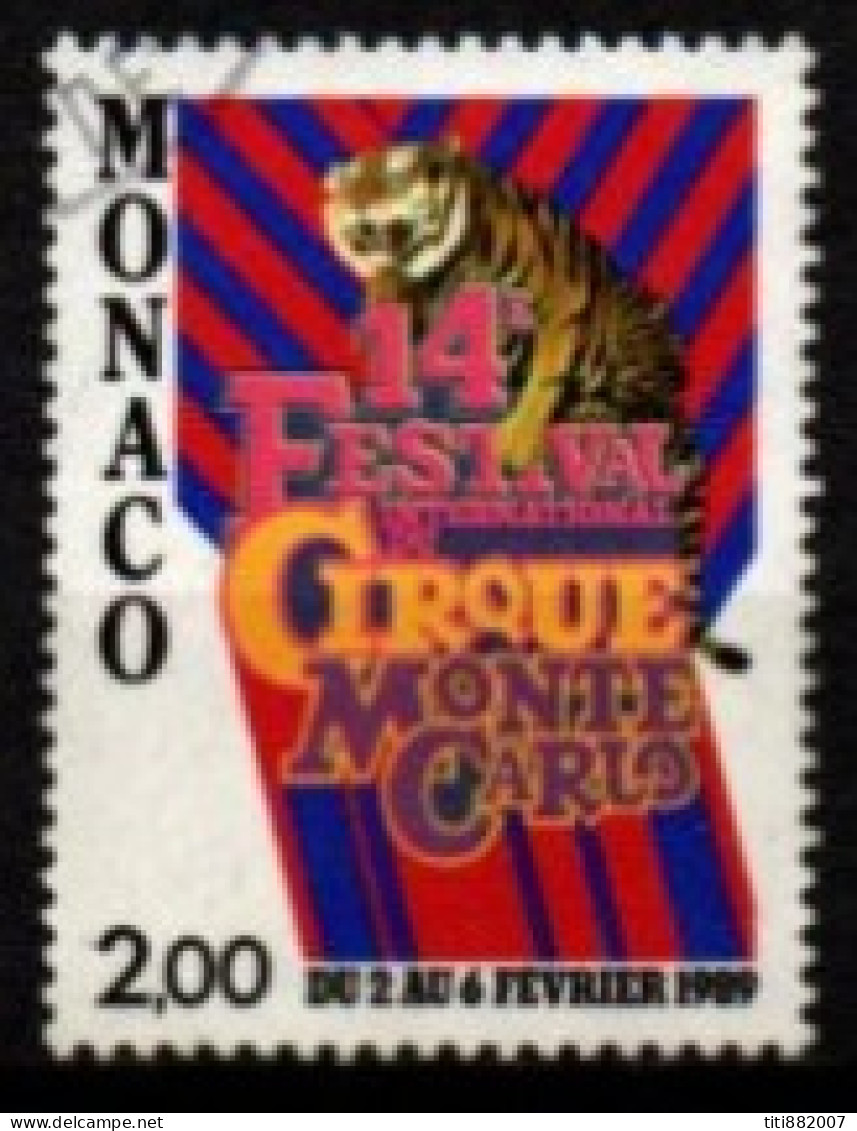 MONACO    -   1989 .   Y&T N° 1659 Oblitéré.   Cirque  /  Tigre - Oblitérés
