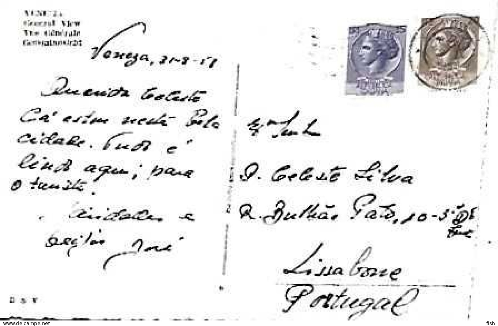 Italy & Marcofilia, Venezia, General Vue, Lisboa 1958 (6) - 1946-60: Poststempel
