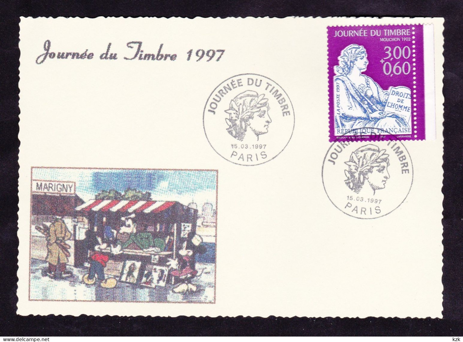 2 09	9707		Oblitération Journée Du Timbre 97  -  Paris 15/03/1997 - Stamp's Day