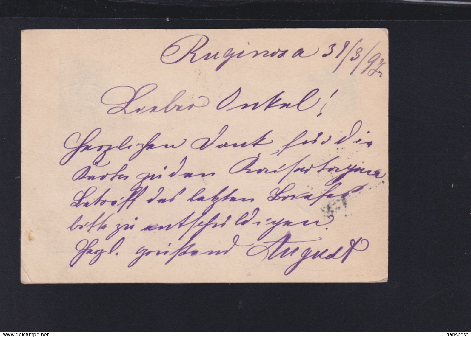 Rumänien Romania GSK 1896 Ruginoasa Nach Deutschland - Brieven En Documenten