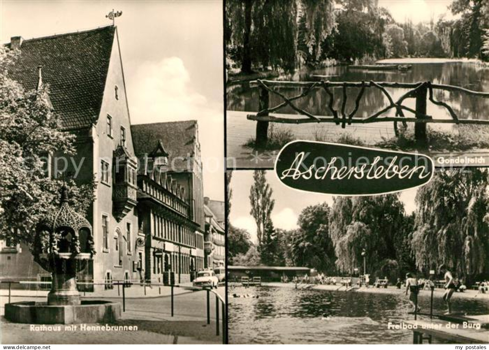 73031553 Aschersleben Rathaus Mit Hennebrunnen Gondelteich Freibad Aschersleben - Aschersleben