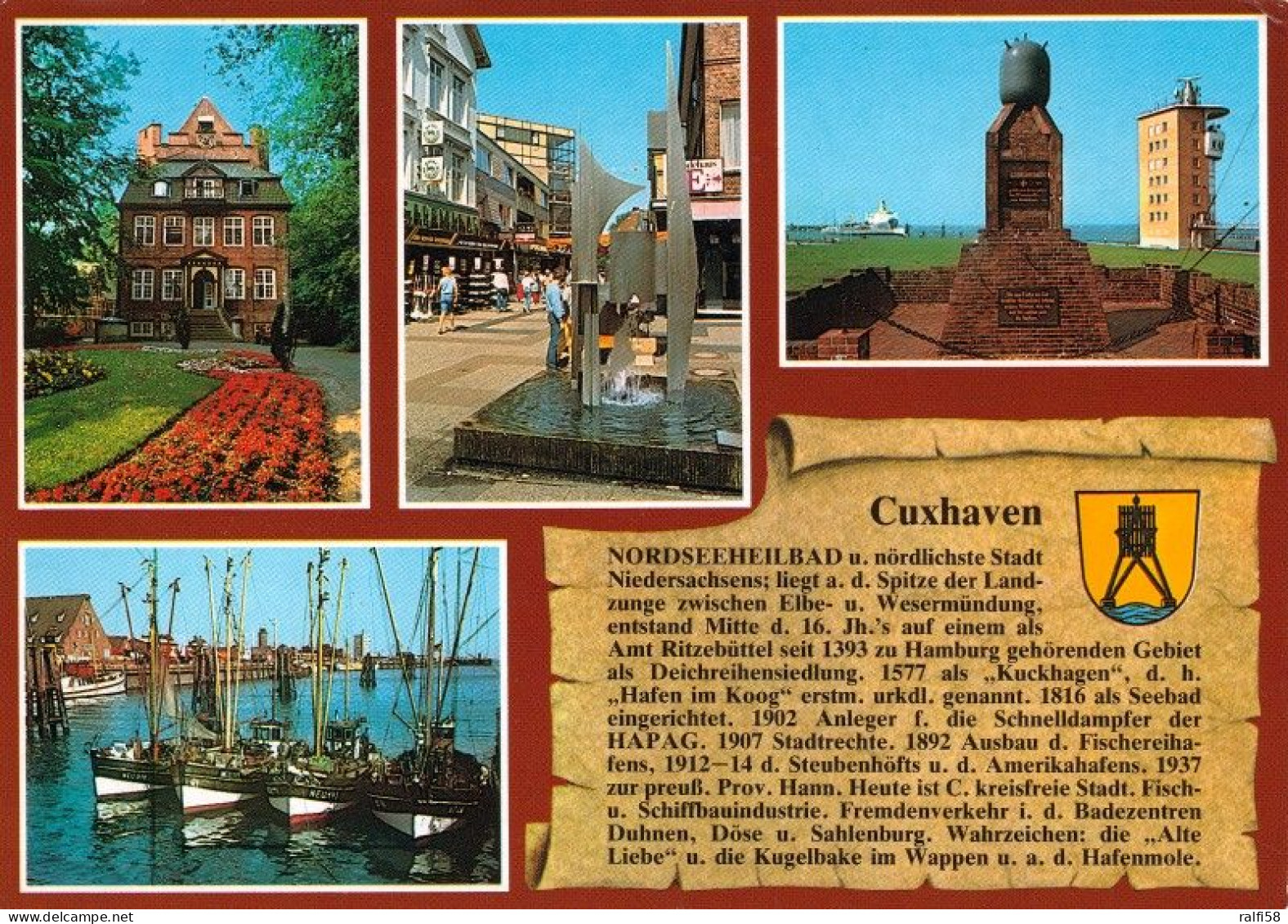 1 AK Germany / Niedersachsen * Chronikkarte Der Stadt Cuxhaven Mit Wappen, Schloß Ritzebüttel, Nordersteinstraße * - Cuxhaven