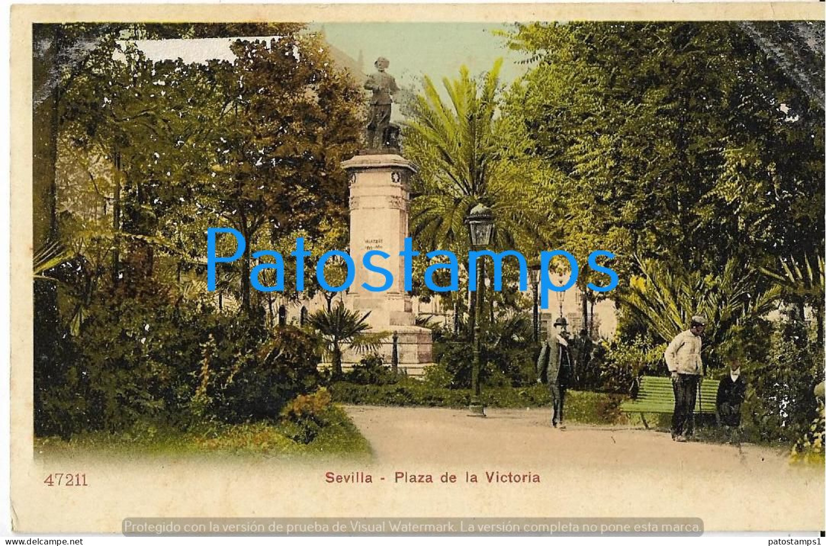 228644 SPAIN ESPAÑA SEVILLA SQUARE PLAZA DE LA VICTORIA DAMAGED POSTAL POSTCARD - Other & Unclassified