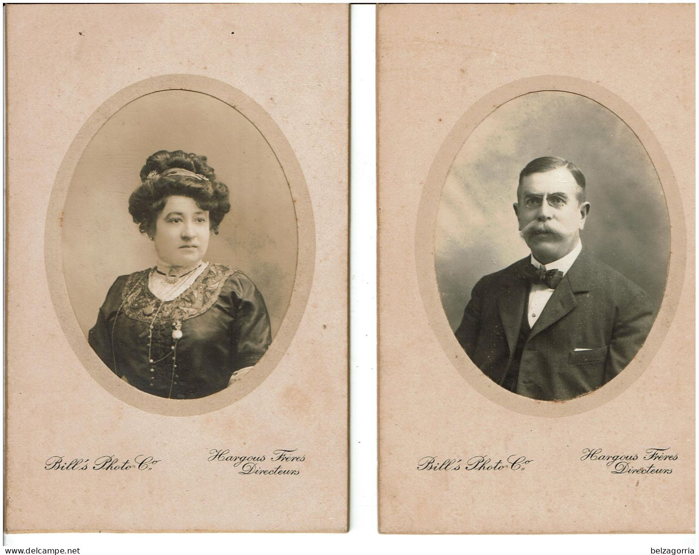 PHOTOGRAPHIES C D V  De BILL'S Photo Co - Hargous Frères Directeurs  -  Portrait COUPLE  - VOIR SCANS - Old (before 1900)