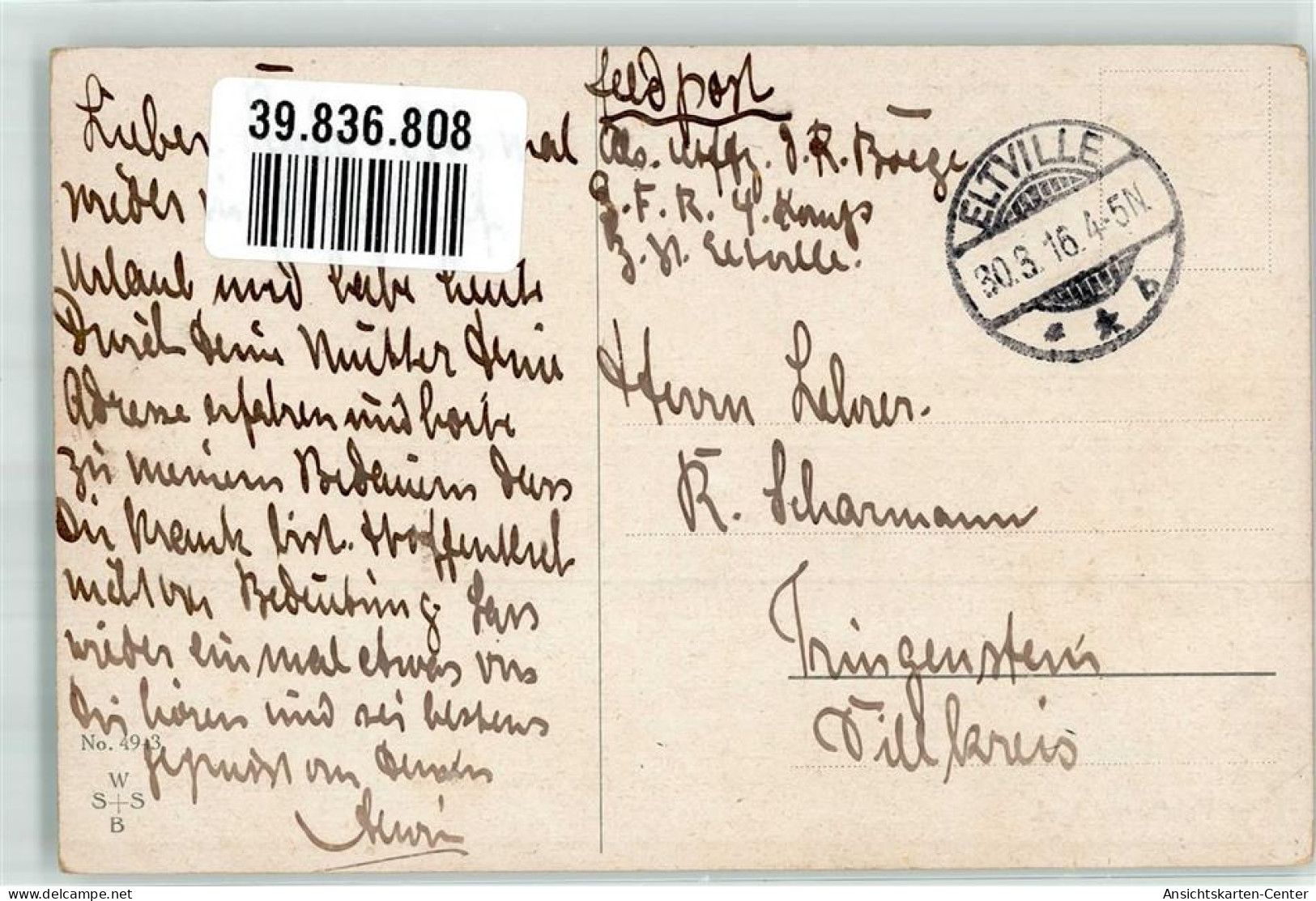 39836808 - Der Feldherrnhuegel WBSS No. 4943 - Weltkrieg 1914-18