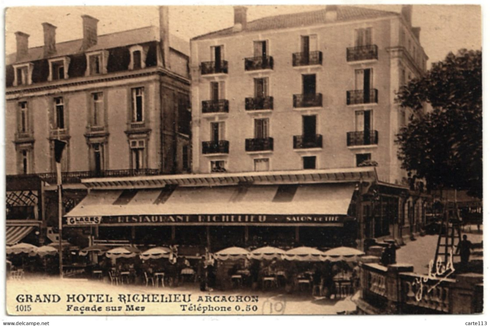 33 - B26440CPA - ARCACHON - Grand Hotel RICHELIEU - Façade Sur Mer - Très Bon état - GIRONDE - Arcachon