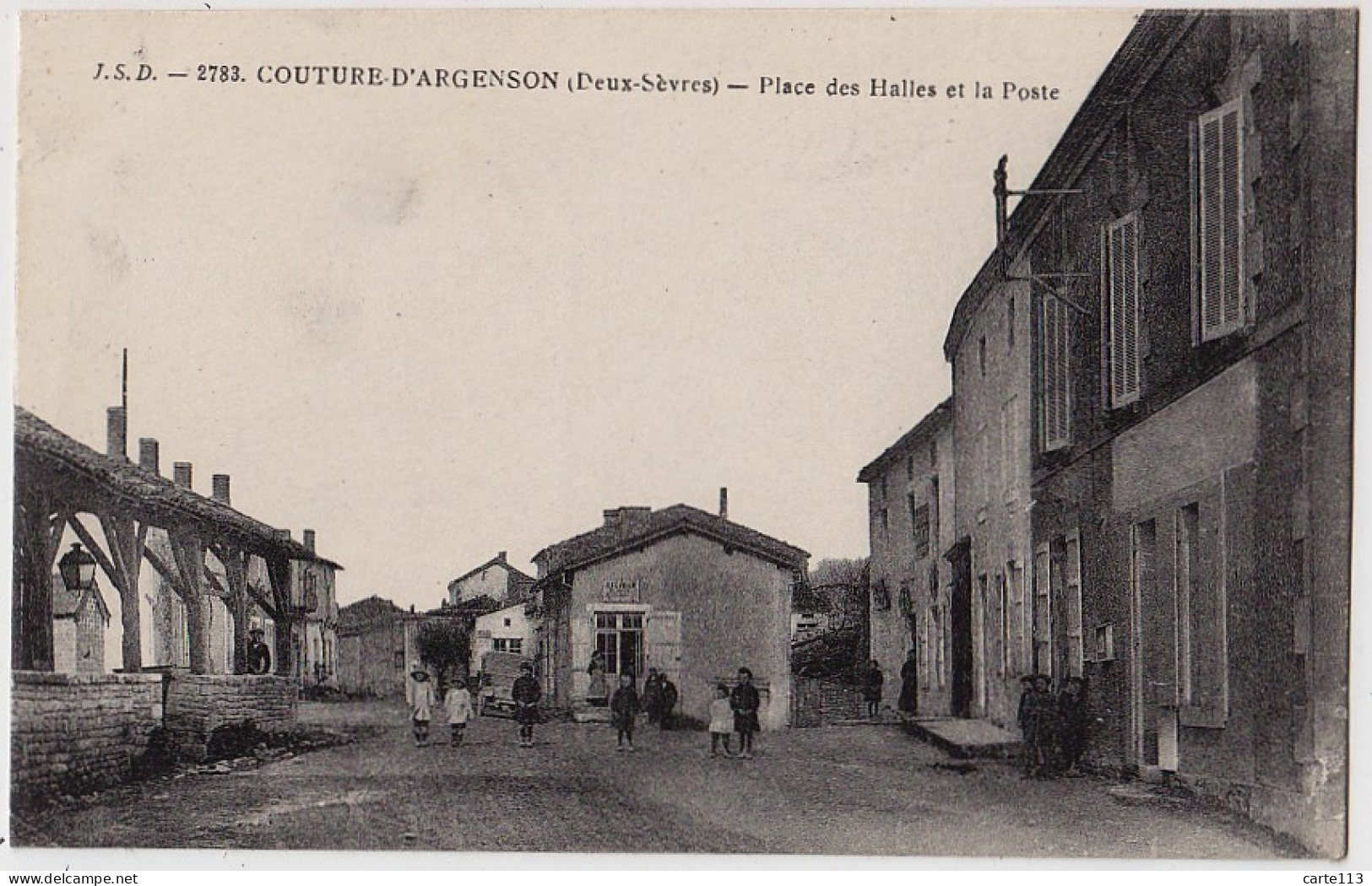 79 - B18026CPA - COUTURE D' ARGENSON - Place Des Halles Et La Poste - Très Bon état - DEUX-SEVRES - Autres & Non Classés