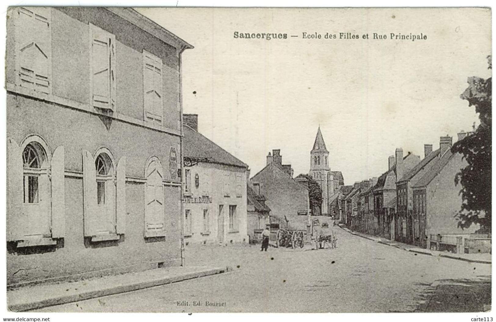 18 - B7856CPA - SANCERGUES - Ecole Des Filles Et Rue Principale - Bon état - CHER - Sancergues