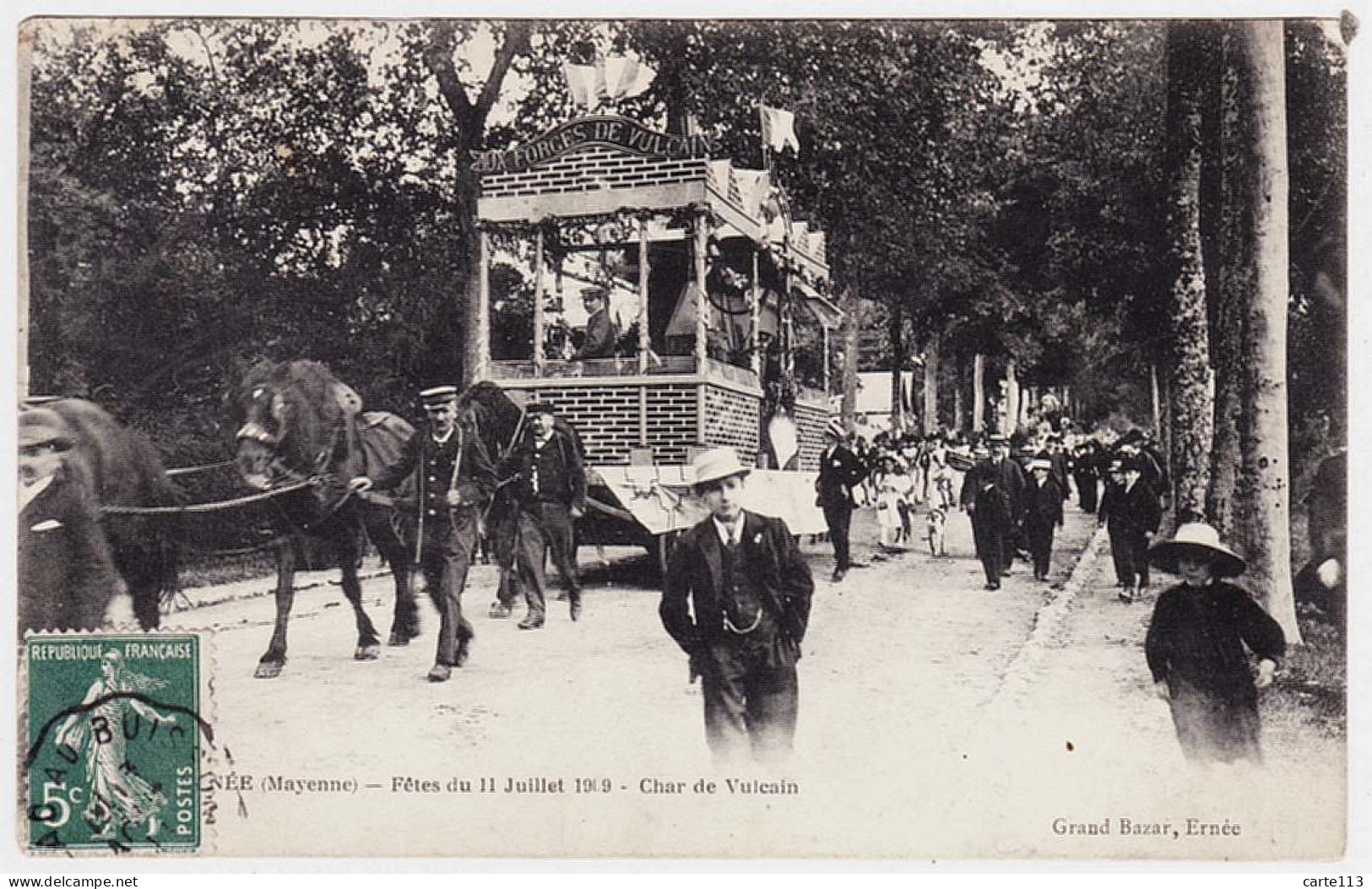 53 - T1038CPA - ERNEE - Fêtes Du 11 Juillet 1909 - Char De Vulcain - Bon état - MAYENNE - Ernee