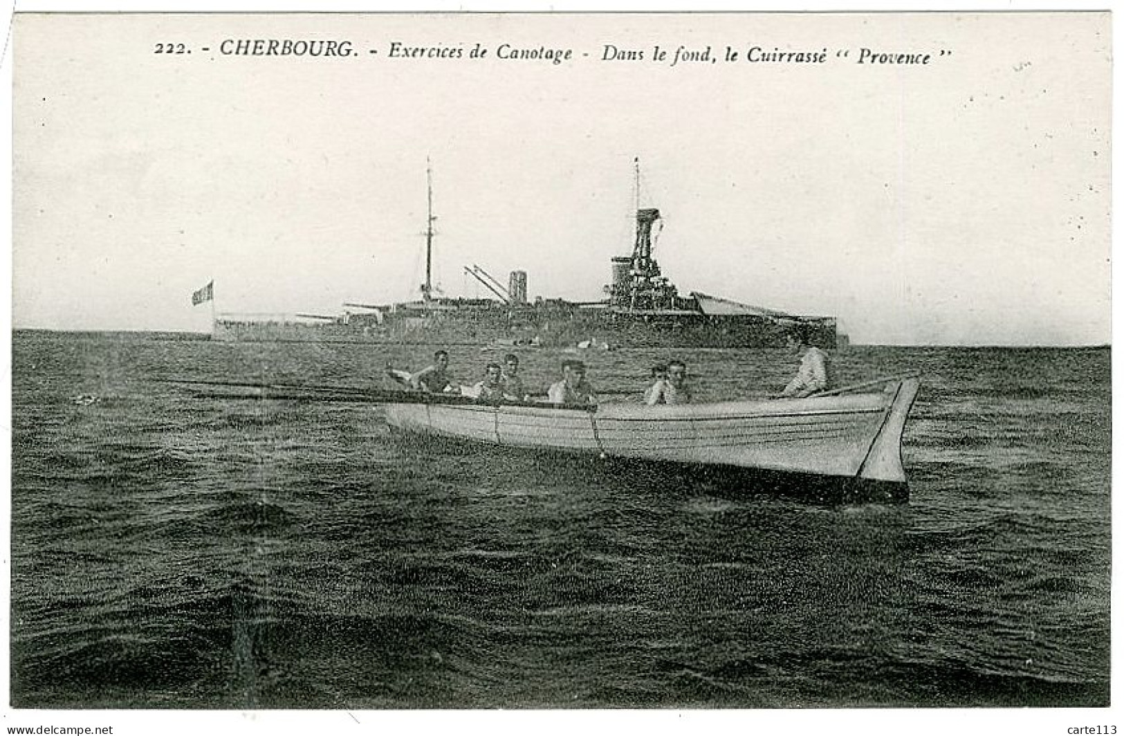 50 - B2945CPA - CHERBOURG - Exercice De Canotage - Dans Le Fond, Le Cuirassé PROVENCE - Parfait état - MANCHE - Cherbourg