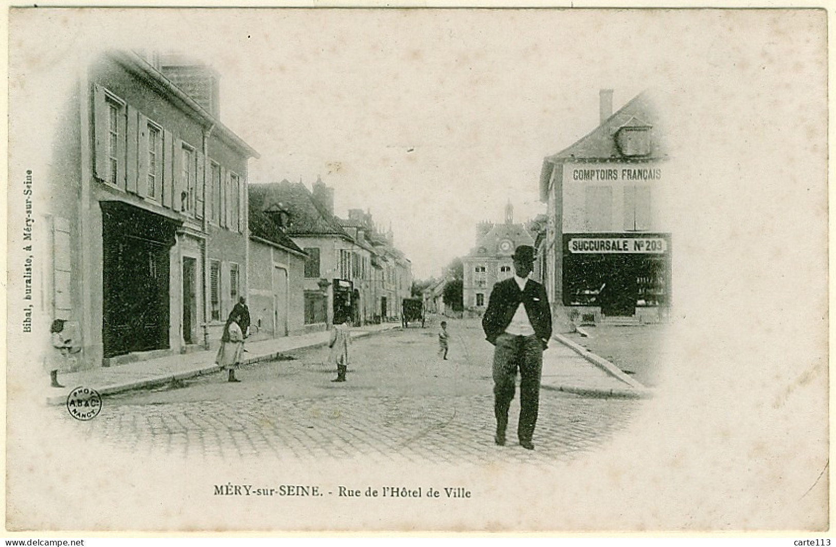 10 - B10609CPA - MERY SUR SEINE - Rue De L'hotel De Ville, Comptoirs Français - Bon état - AUBE - Autres & Non Classés