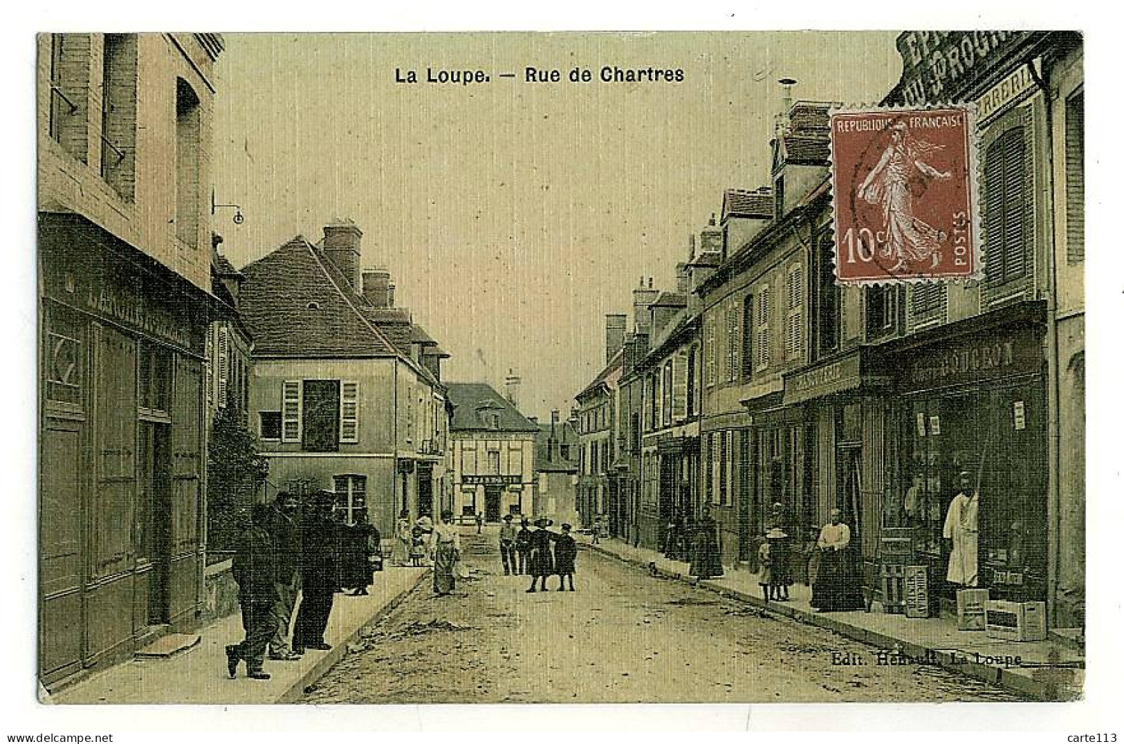 28 - B5784CPA - LA LOUPE - Rue De Chartres - EPICERIE DU PROGRES - Parfait état - EURE-ET-LOIR - Autres & Non Classés