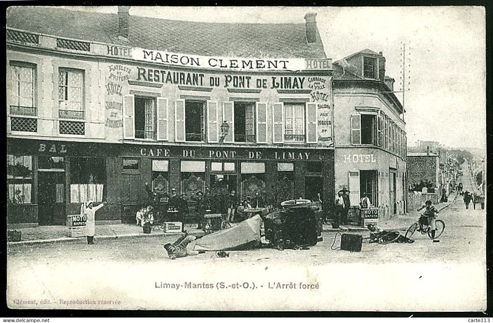 78 - T2343CPA - LIMAY MANTES - L'arrêt Forcé - Maison CLEMENT - Café Du Pont De Limay - Bon état - YVELINES - Limay