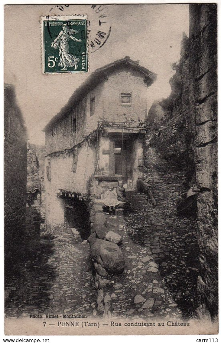 81 - B16590CPA - PENNE DU TARN - Rue Conduisant Au Chateau, Croix - Très Bon état - TARN - Roquecourbe