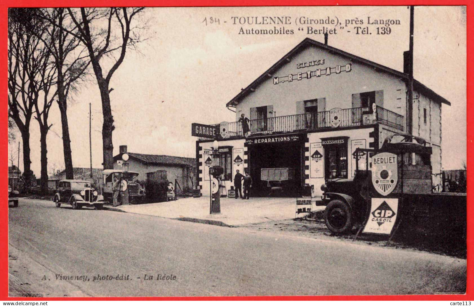 33 - T33995CPA - TOULENNE - LANGON - Automobiles Berliet - Garage Reynaud - Très Bon état - GIRONDE - Other & Unclassified