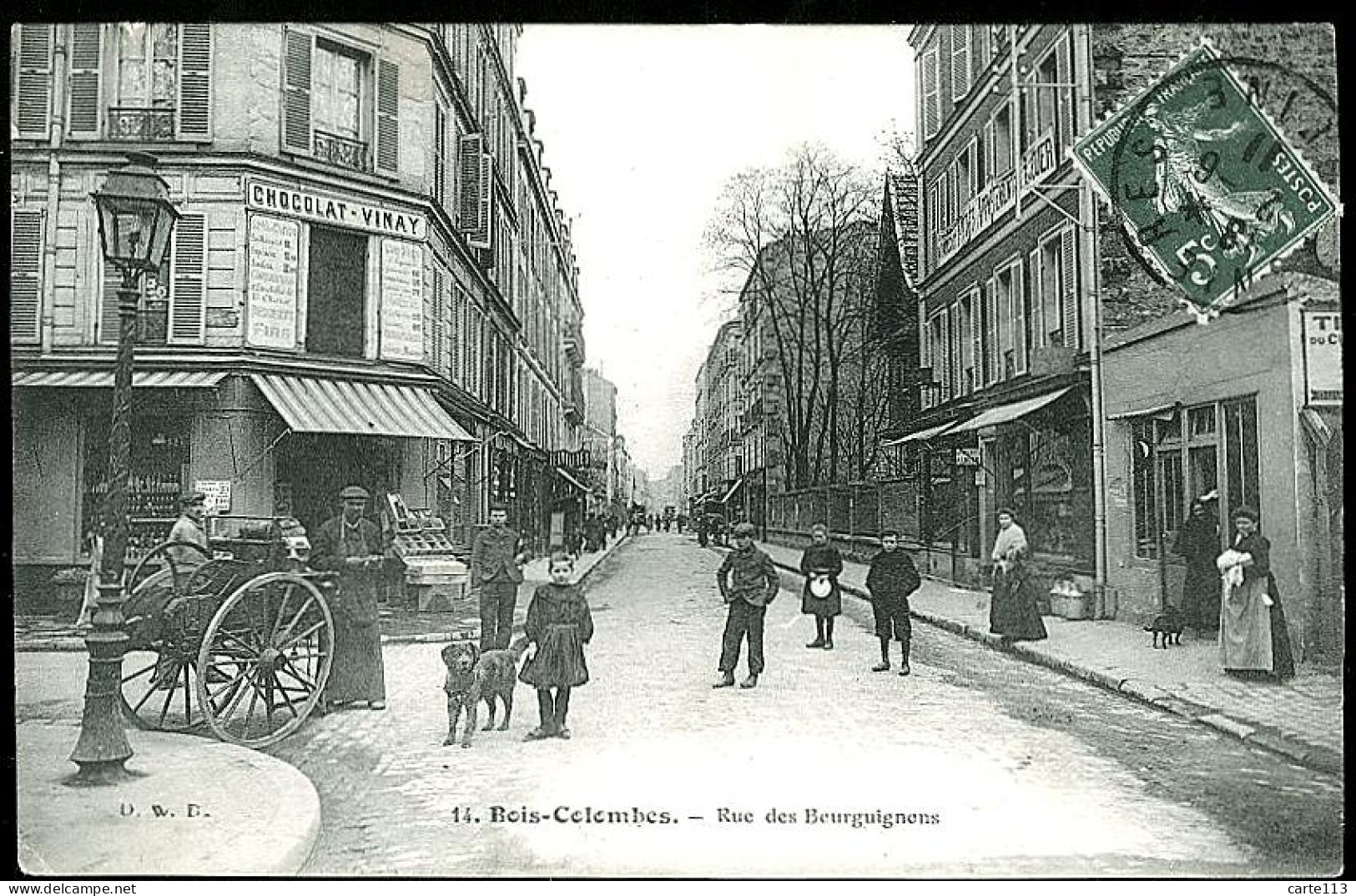 92 - T2388CPA - BOIS COLOMBES - Rue Des Bourguignons - Rémouleur - Attelage De Chien - Bon état - HAUTS-DE-SEINE - Autres & Non Classés