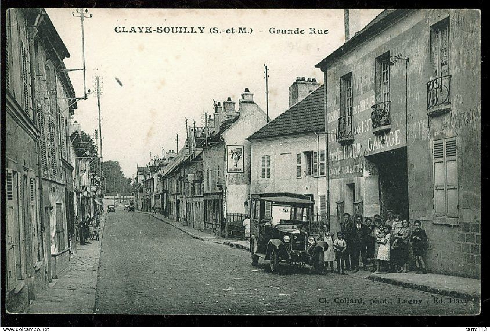 77 - T2093CPA - CLAYE SOUILLY - Grande Rue (Bureau Des Autobus - Garage Floutard) - Très Bon état - SEINE-ET-MARNE - Claye Souilly