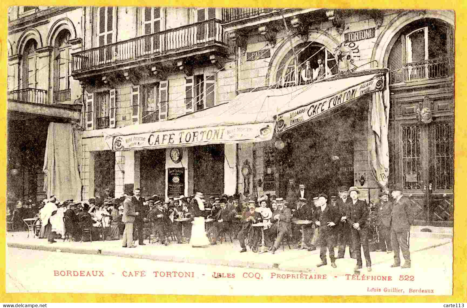 33 - B28702CPA - BORDEAUX - HR - Café Tortoni - Julien Coq Propriétaire - Bon état - GIRONDE - Bordeaux