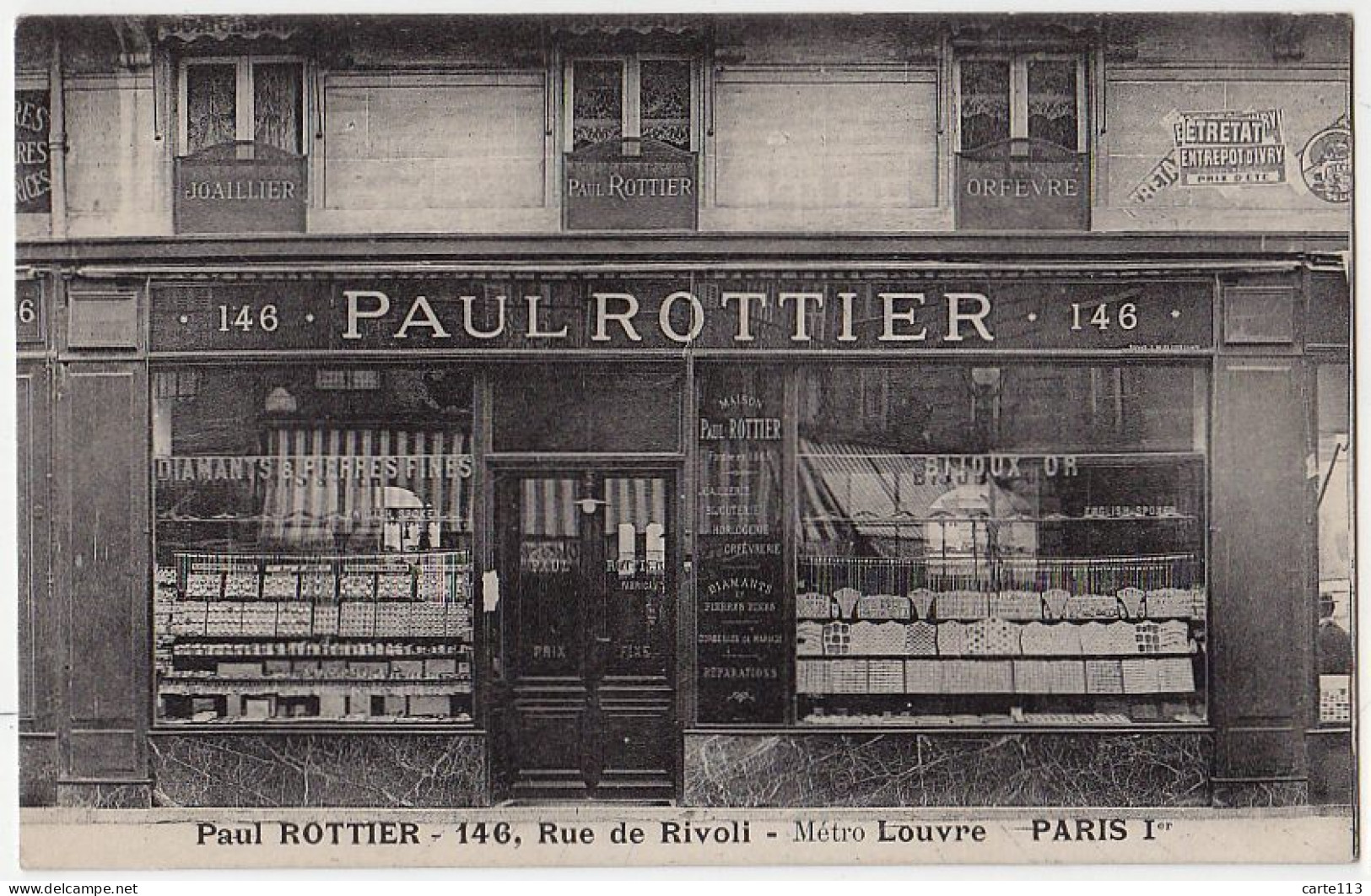 75 - B18207CPA - PARIS - ARR. 01 - Bijouterie Paul ROTTIER, Rue De Rivoli - Metro Louvre - Parfait état - PARIS - Paris (01)