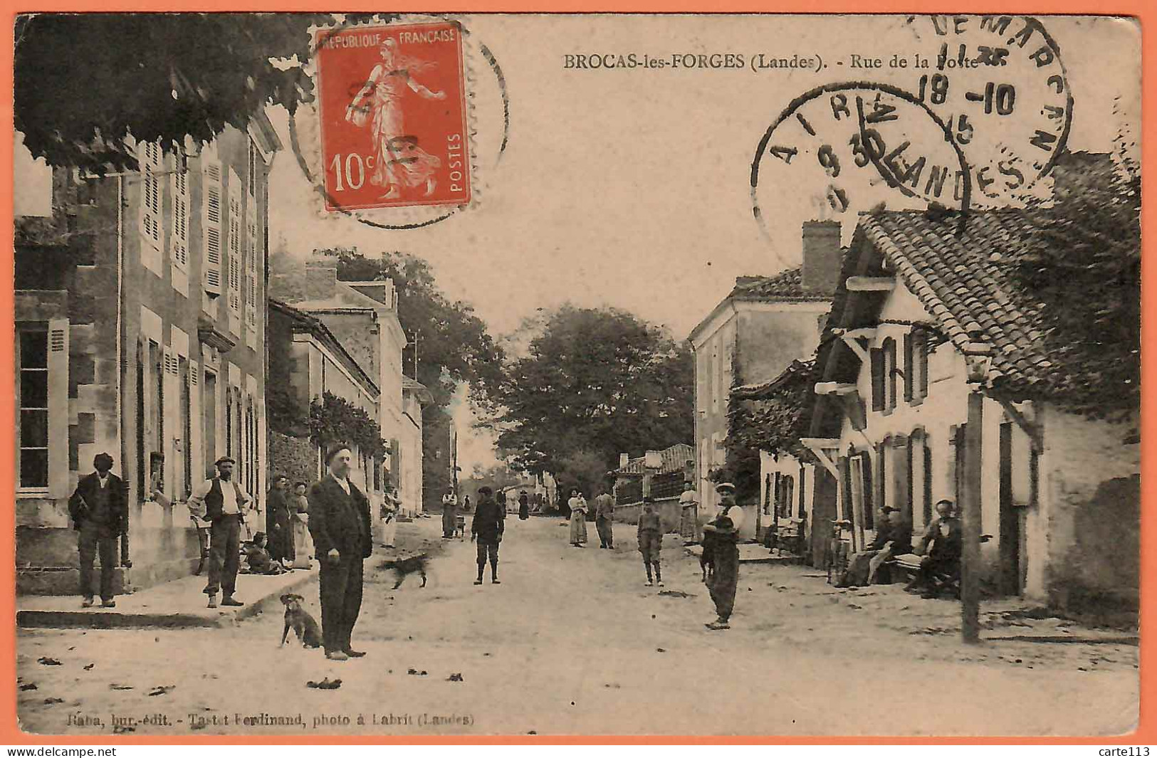 40 - B34033CPA - BROCAS LES FORGES - Rue De La Poste (avenue De La Gare) - Très Bon état - LANDES - Autres & Non Classés