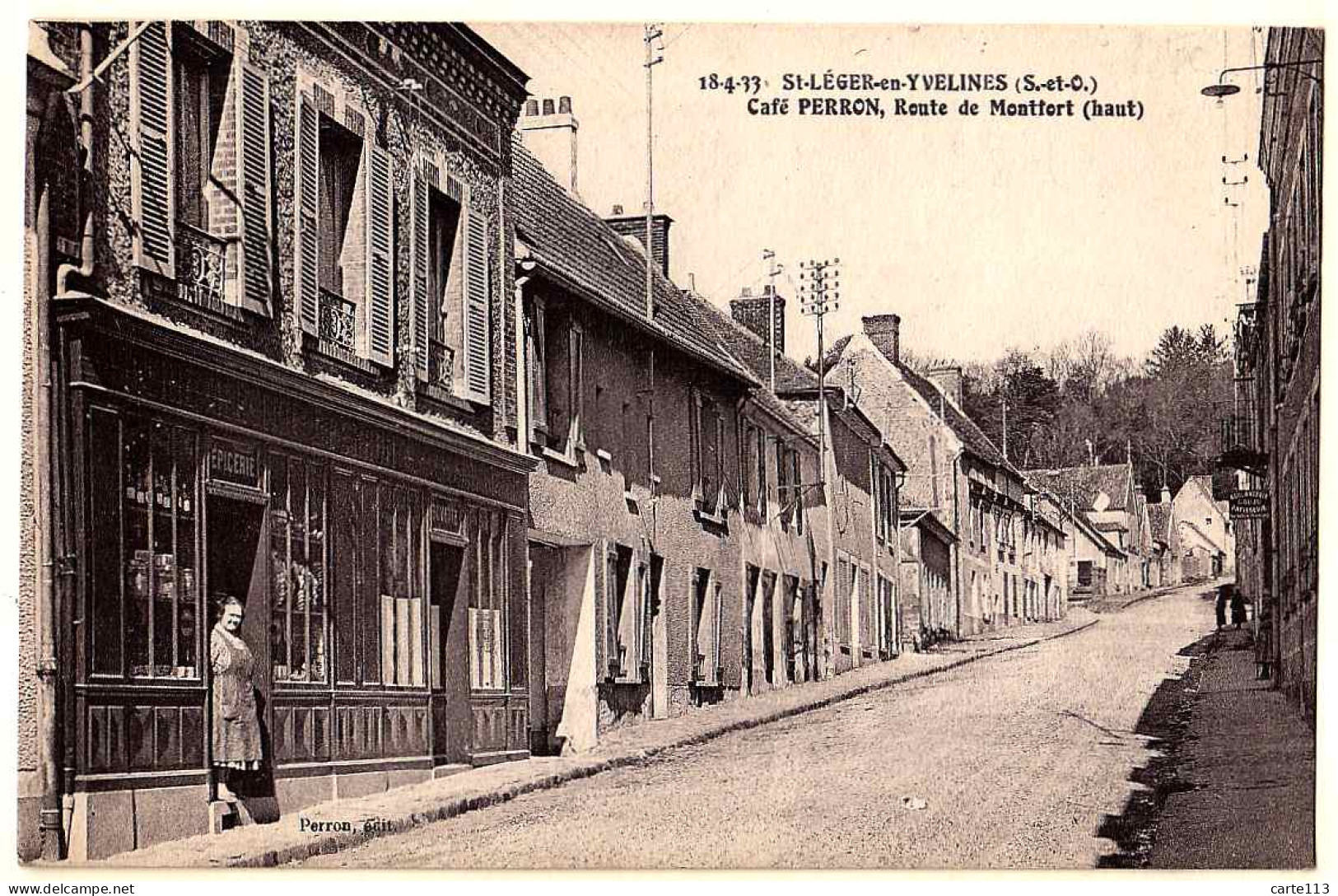 78 - B1194CPA - SAINT ST LEGER EN YVELINES - Café Perron - Route De Montfort - Parfait état - YVELINES - St. Leger En Yvelines