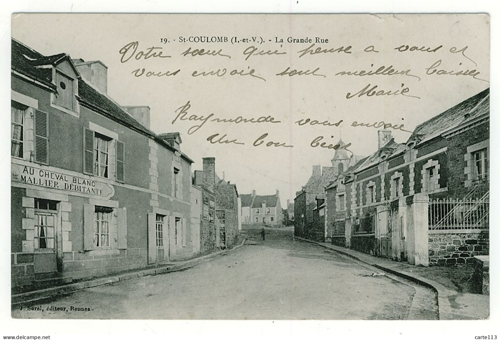 35 - B4868CPA - SAINT ST COULOMB - La Grande Rue - AU CHEVAL BLANC - MULLIER - Très Bon état - ILLE-ET-VILAINE - Saint-Coulomb