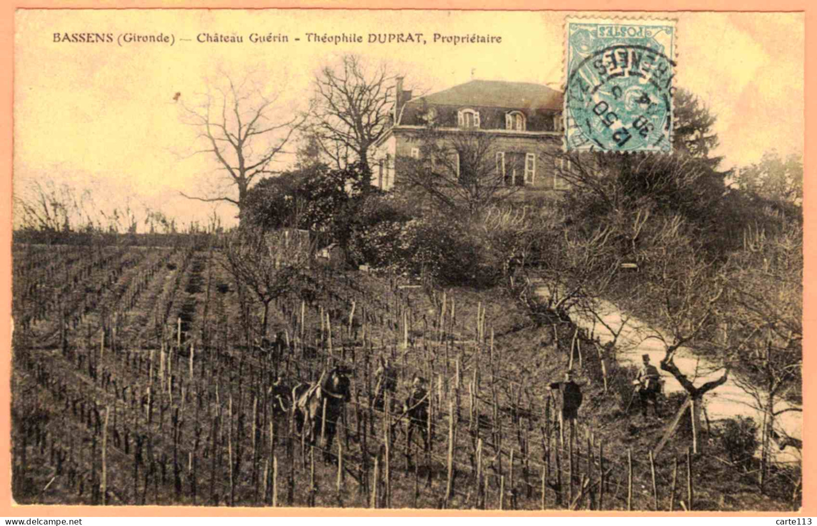 33 - B28156CPA - BASSENS - Chateau Guérin, Th. DUPRAT ,Proprietaire - Travaux De Vignes - Très Bon état - GIRONDE - Other & Unclassified