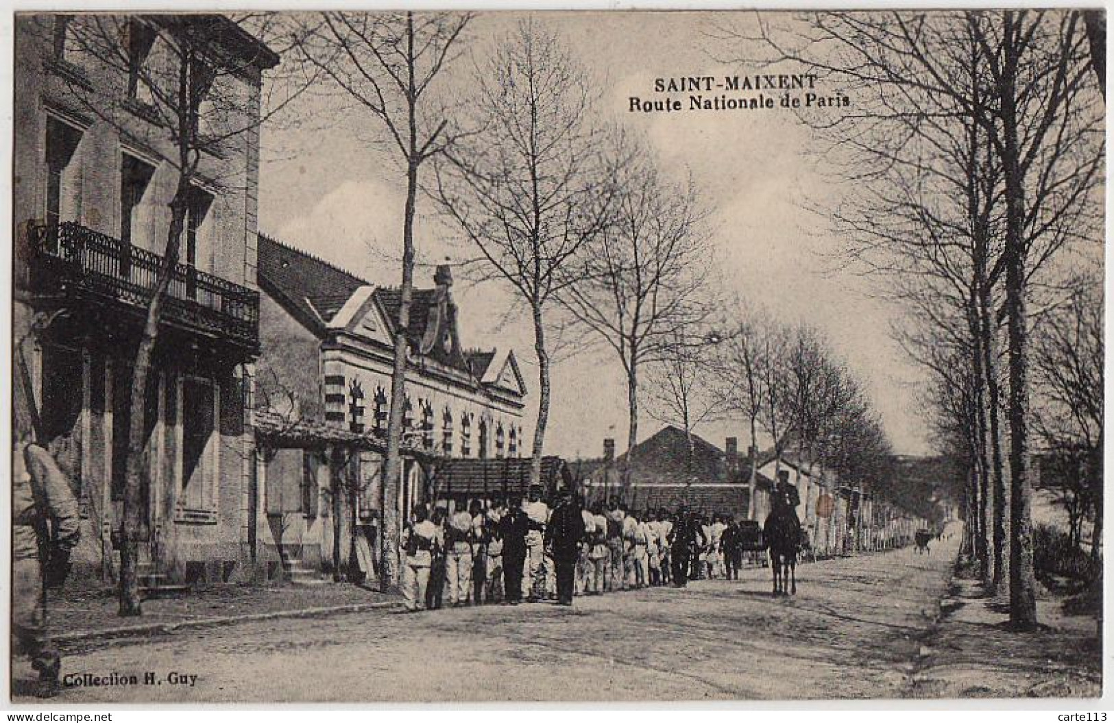 79 - B18180CPA - SAINT MAIXENT - Route Nationale De Paris - Troupe En Manoeuvre - Très Bon état - DEUX-SEVRES - Saint Maixent L'Ecole