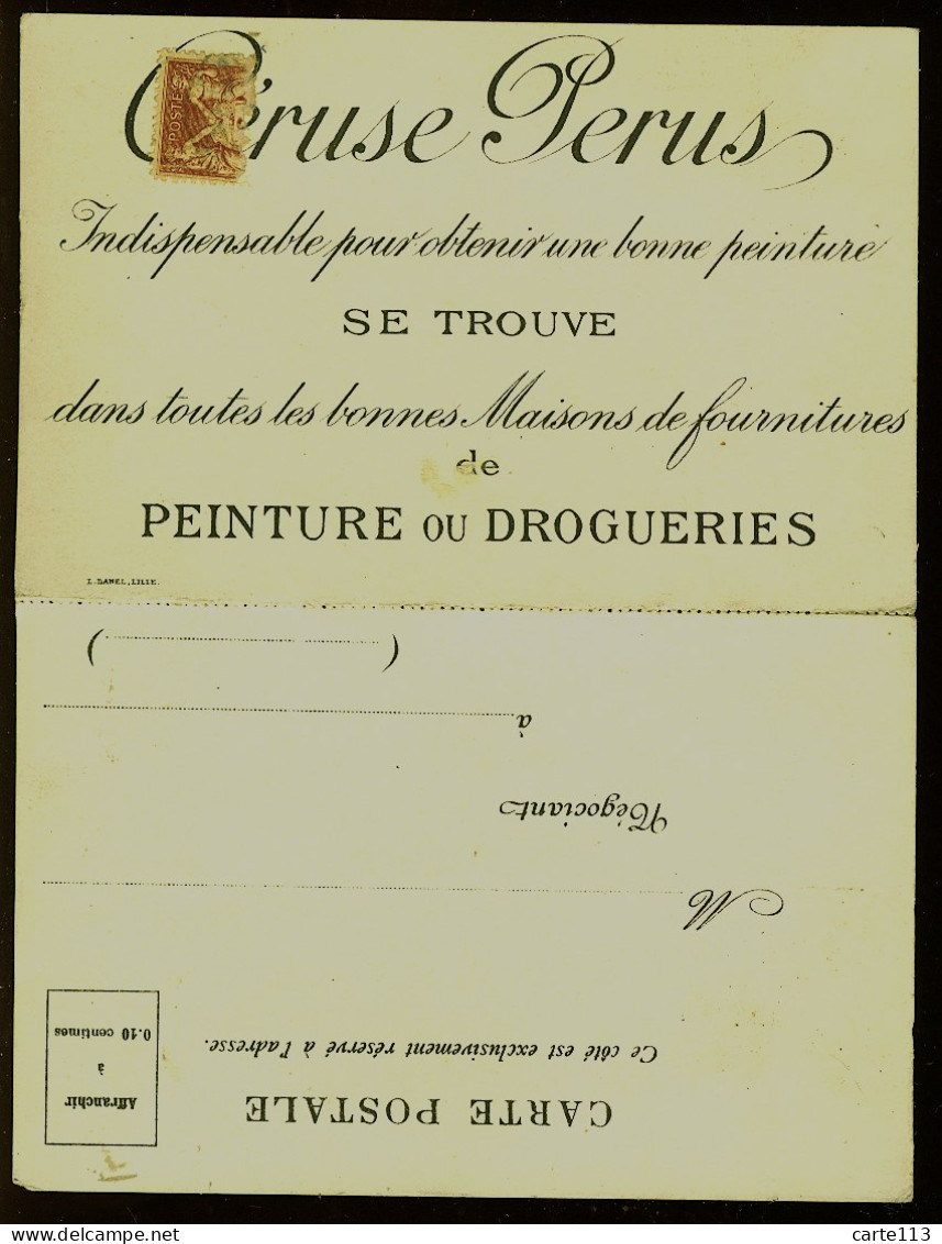 59 - B2185CPA - LILLE - FIVES LILLE - Carte Publicitaire Céruse Perus - Vve Jules PERUS Et Cie - CARTE PIONNIERE - Très - Lille