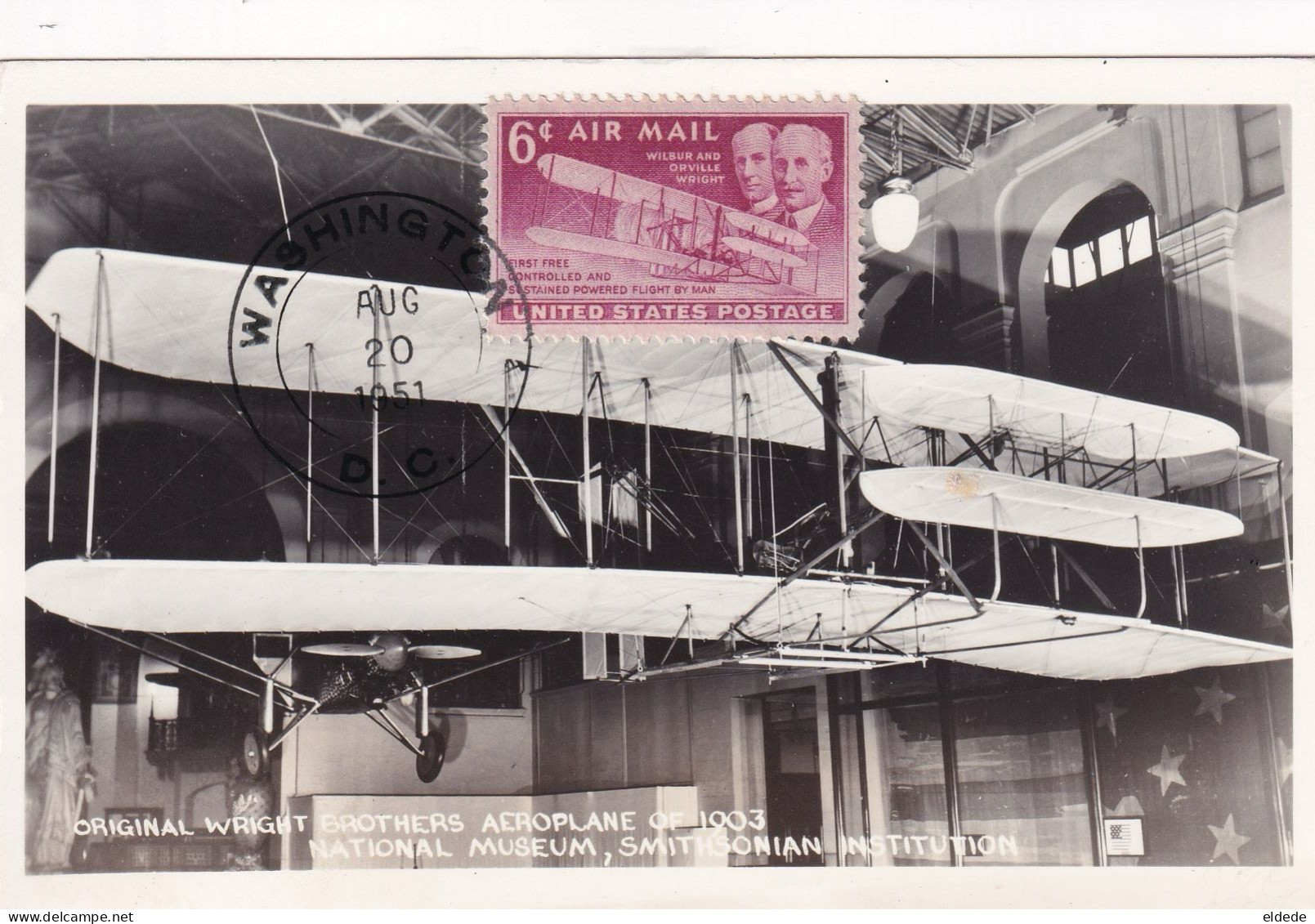 RP Wilbur And Orville Wright Aeroplane 1903  Maximum Card National Museum Washington 1951 - Andere & Zonder Classificatie