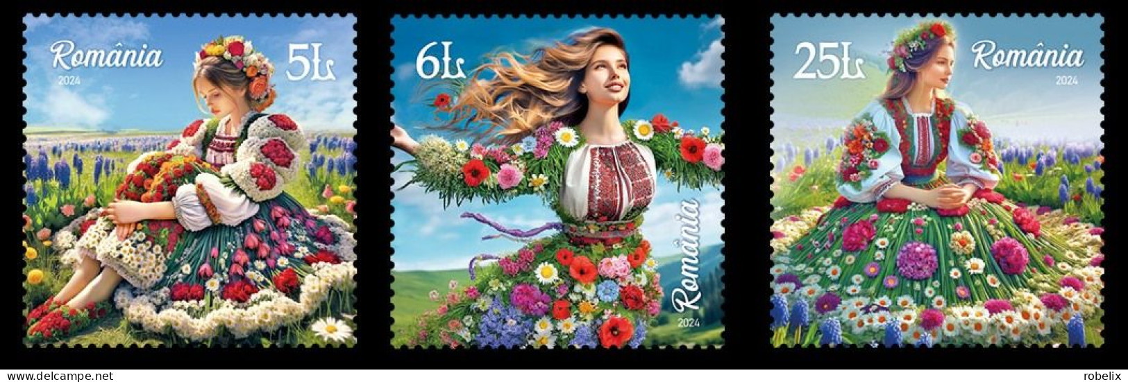 ROMANIA  2024 FLOWERS Of  COLOURS  Set Of 3 Stamps  MNH* - Ongebruikt