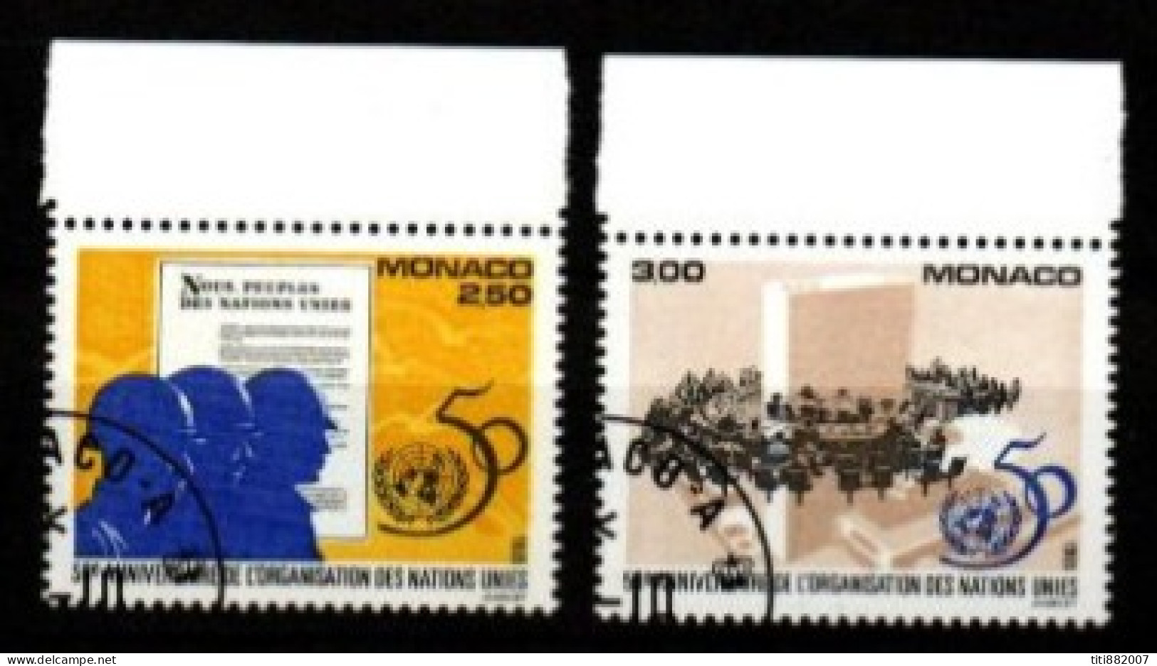 MONACO    -   1995 .   Y&T N° 2002 / 2003 Oblitérés.  O.N.U.    Casques Bleus - Usati