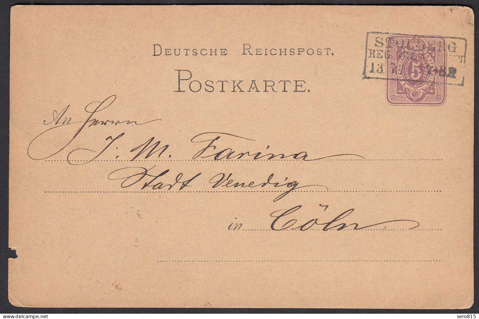 STOLBERG K3 - 5 Pfennige Ganzsache Karte 1875 Nach CÖLN    (31481 - Other & Unclassified