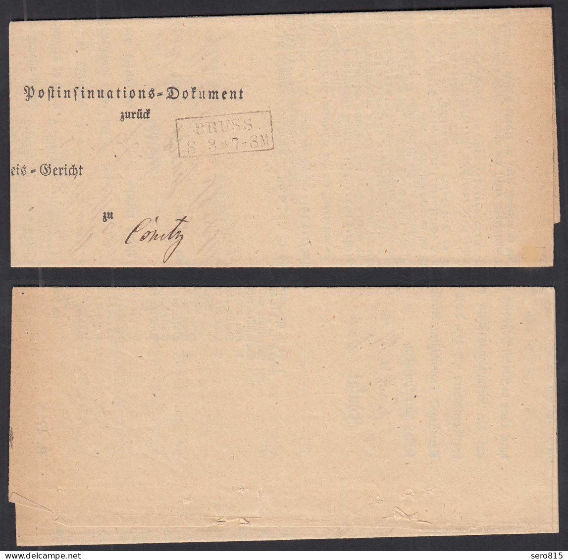 BRUSS R2 - POST-Insinuations-Document 1866 Zustellungsurkunde Nach Cönitz (31772 - Sonstige & Ohne Zuordnung