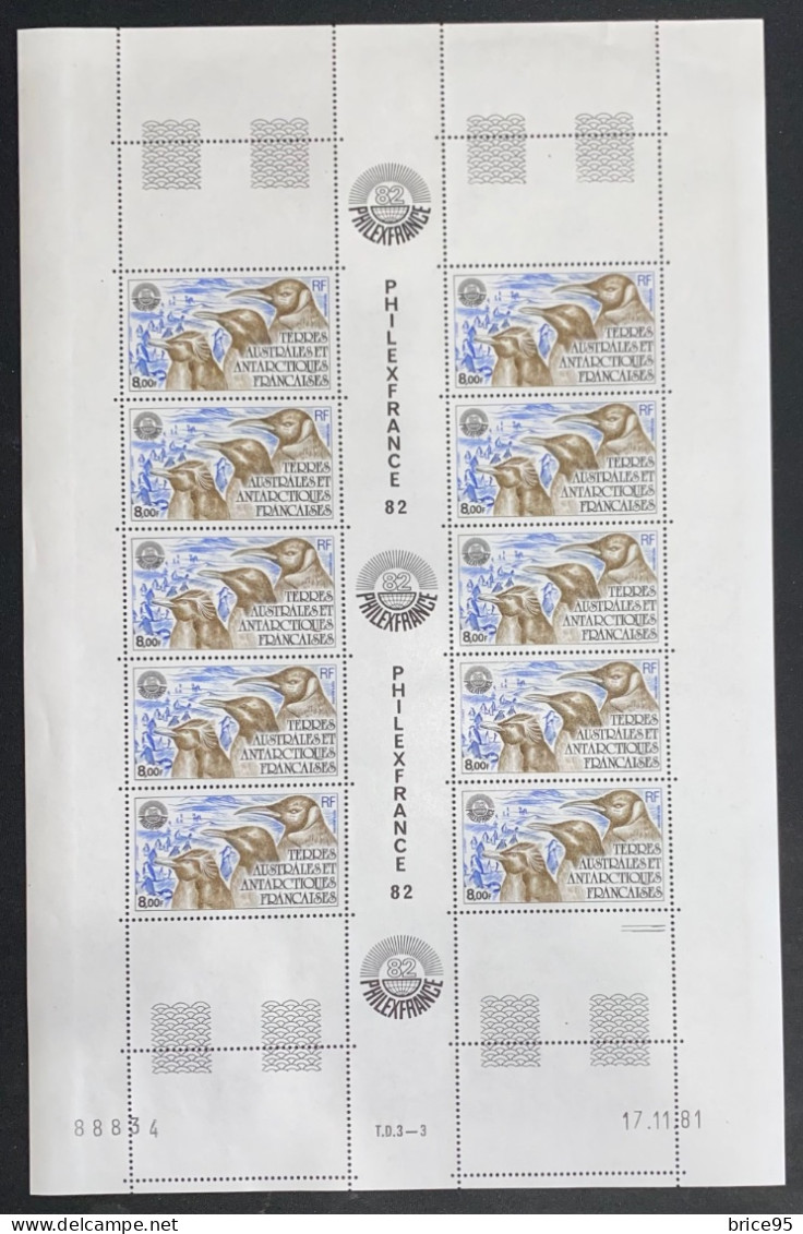 TAAF - YT PA N° 71 - Neuf Sans Charnière - Philexfrance - Feuille Complète - Poste Aérienne - 1982 - Unused Stamps