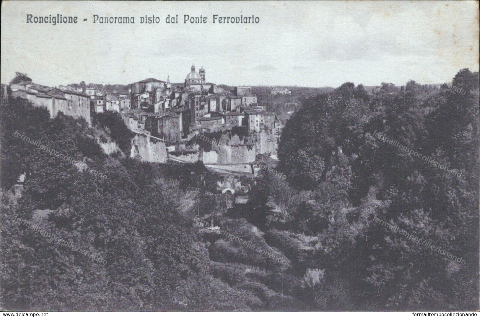 Cs279 Cartolina Ronciglione Panorama Visto Dal Ponte Ferroviario Viterbo 1936 - Viterbo