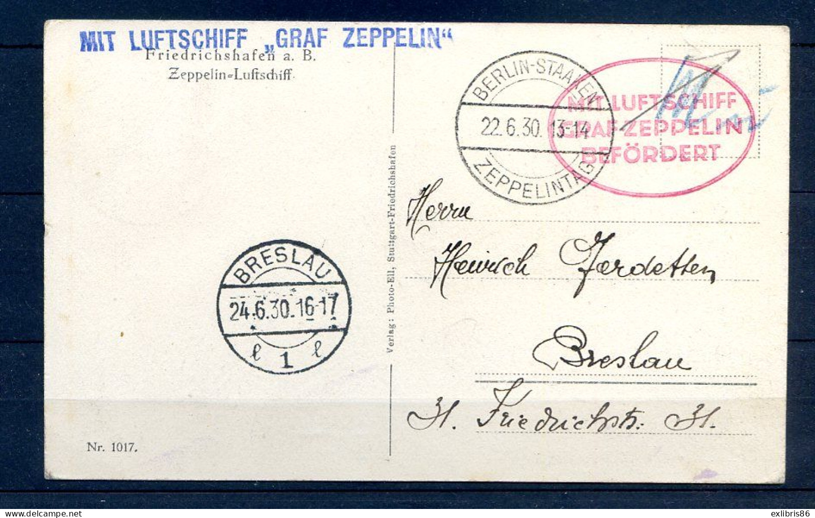 060524  COURRIER ZEPPELIN Doublé CARTE MAXIMUM - 1927-1959 Covers & Documents