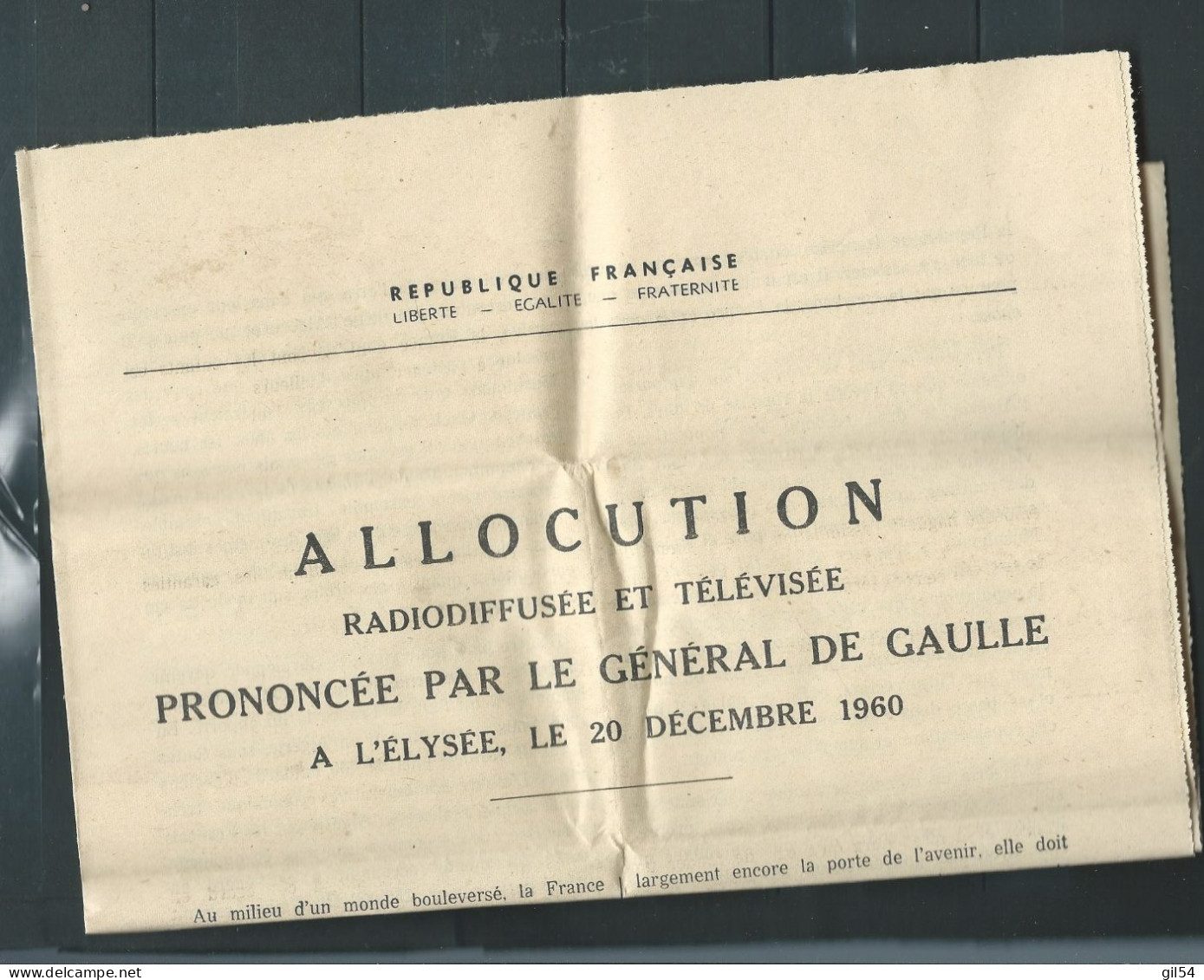 Enveloppe Cont.'allocution Du 20/12/1960 Par Le Général De Gaulle Concernant L'autodetermination De L'Algérie  MALB13706 - Historische Dokumente