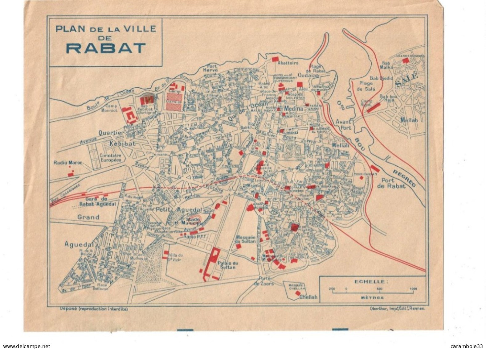 Cartes   Plan Ville RABAT  / CASABLANCA  + RESEAU POSTAL   (1590) - Roadmaps