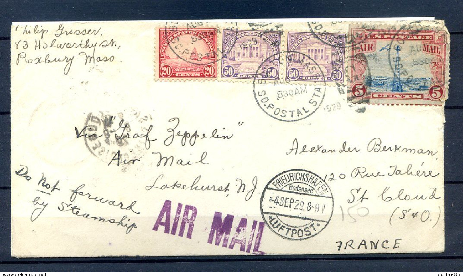 060524  COURRIER GRAF ZEPPELIN USA A FRANCE  RARE - 1927-1959 Cartas & Documentos