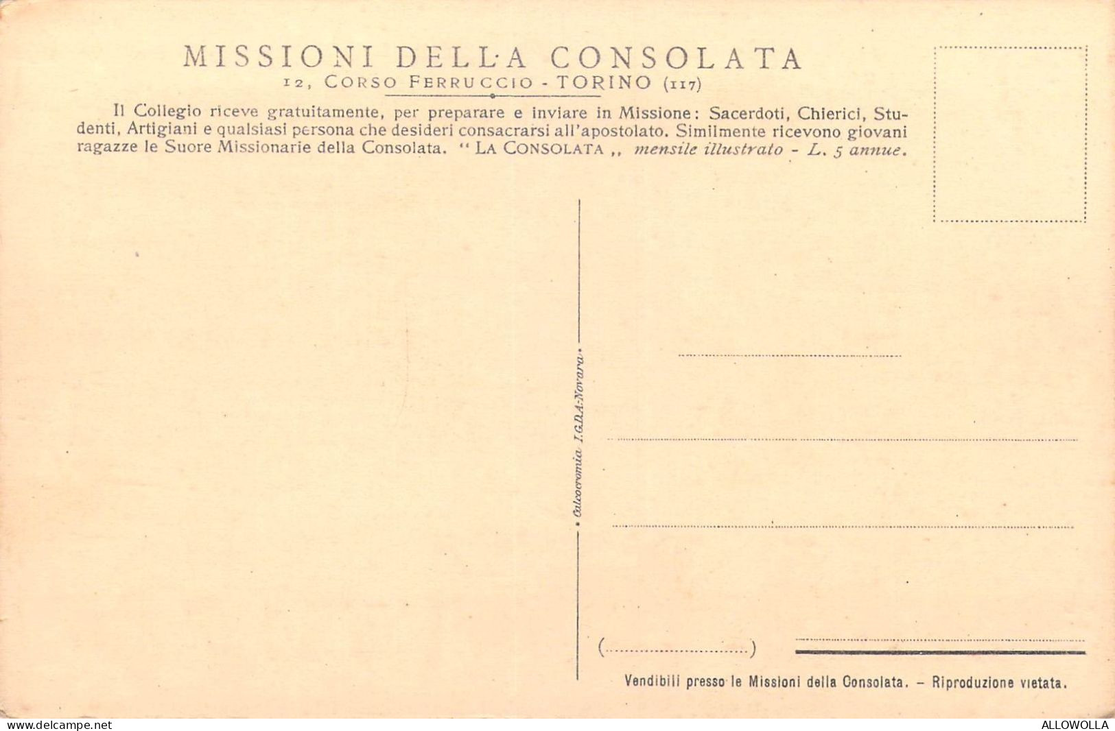 26913 " NELLE MISSIONI DELLA CONSOLATA-SORELLINA E FRATELLINO "CART.POST. NON SPED. - Sin Clasificación