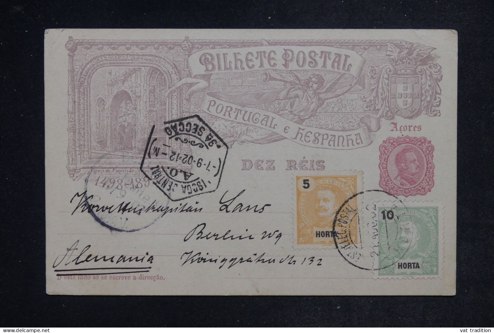 HORTA - Entier Postal + Compléments  Pour Berlin En 1902 - L 152437 - Horta