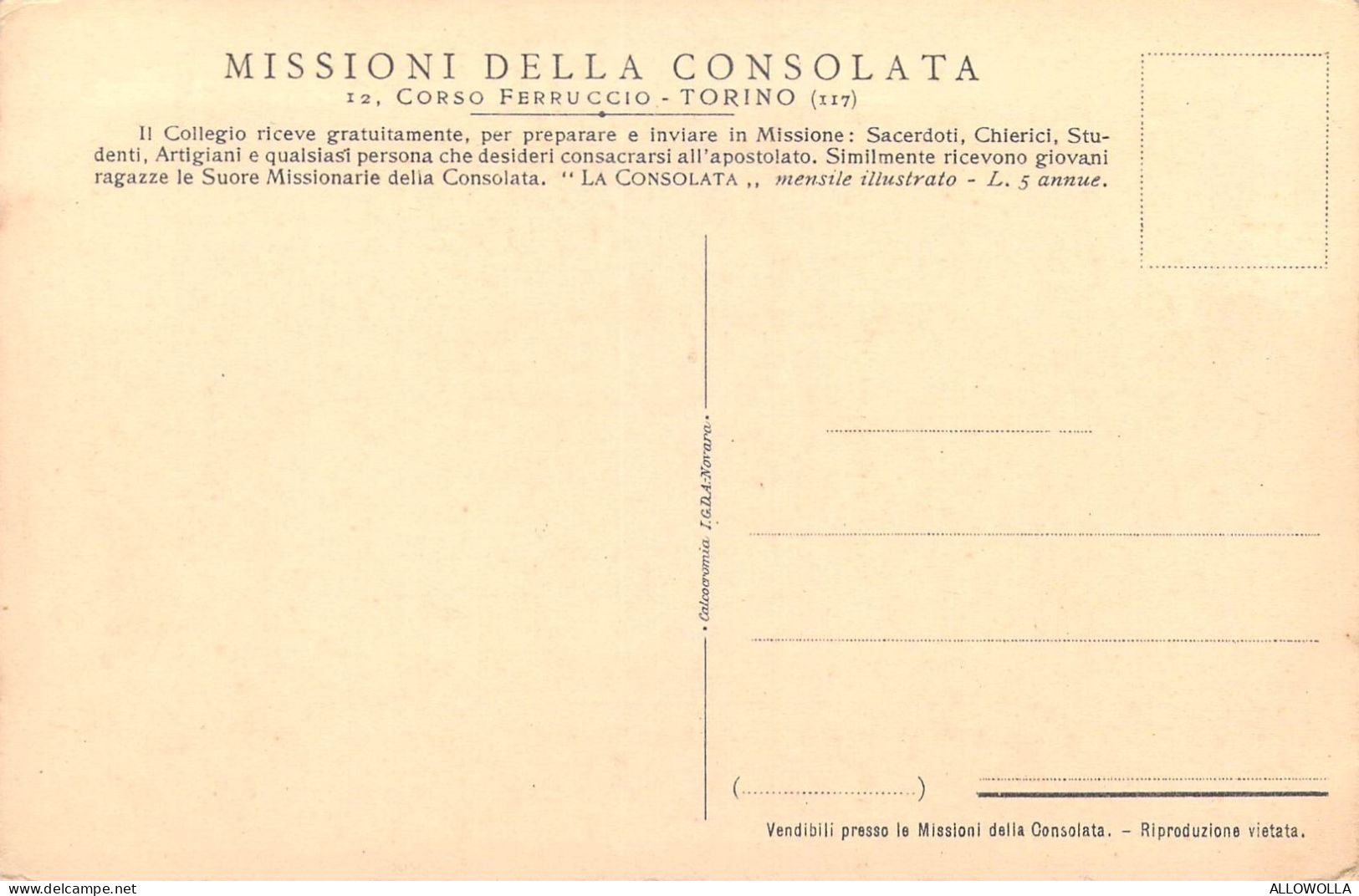 26914 " NELLE MISSIONI DELLA CONSOLATA-ANIMA CANDIDA DI BIMBO NERO "CART.POST. NON SPED. - Ohne Zuordnung